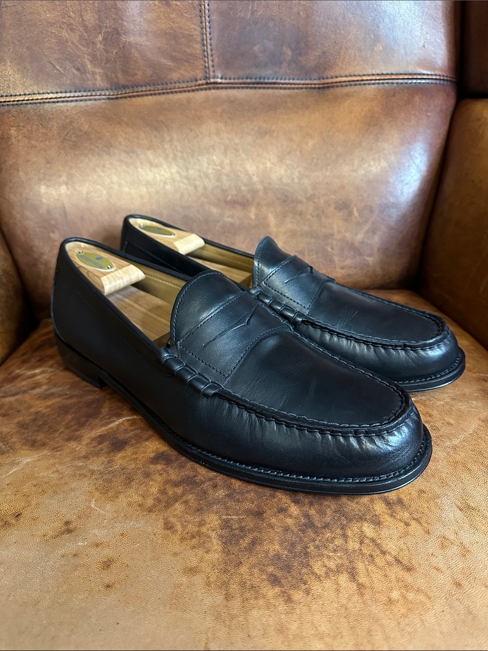 Brooks Brothers Men’s Black Leather Penny Loafers Size 13